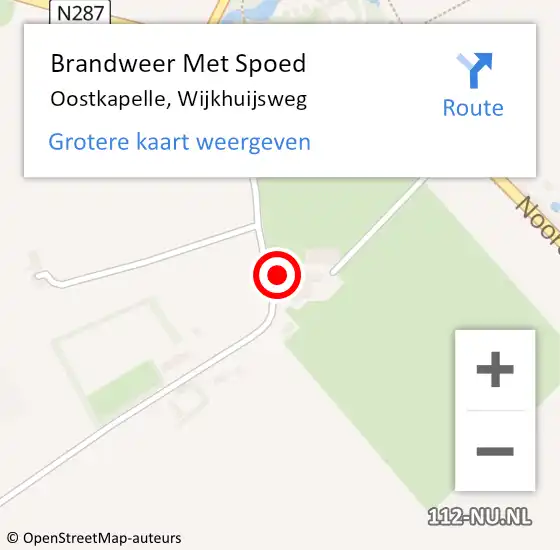 Locatie op kaart van de 112 melding: Brandweer Met Spoed Naar Oostkapelle, Wijkhuijsweg op 5 oktober 2024 00:07