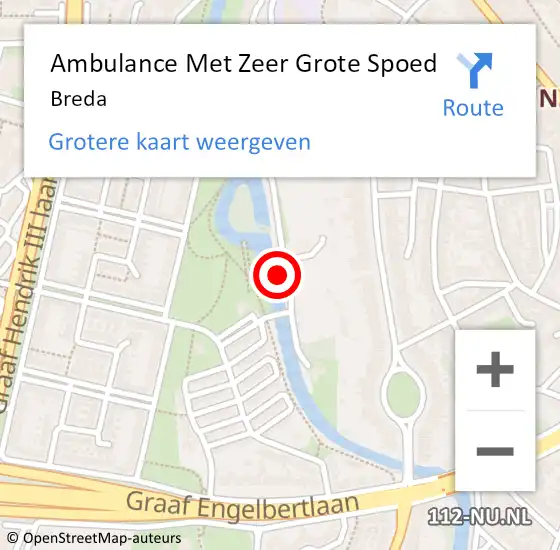 Locatie op kaart van de 112 melding: Ambulance Met Zeer Grote Spoed Naar Breda op 5 oktober 2024 00:10