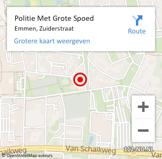 Locatie op kaart van de 112 melding: Politie Met Grote Spoed Naar Emmen, Zuiderstraat op 5 oktober 2024 00:30