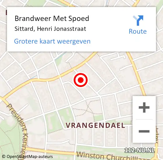 Locatie op kaart van de 112 melding: Brandweer Met Spoed Naar Sittard, Henri Jonasstraat op 5 oktober 2024 01:20