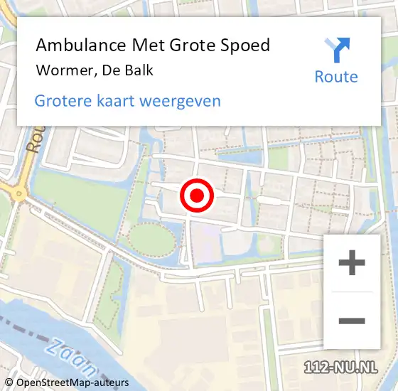 Locatie op kaart van de 112 melding: Ambulance Met Grote Spoed Naar Wormer, De Balk op 5 oktober 2024 01:35