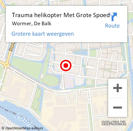 Locatie op kaart van de 112 melding: Trauma helikopter Met Grote Spoed Naar Wormer, De Balk op 5 oktober 2024 01:36