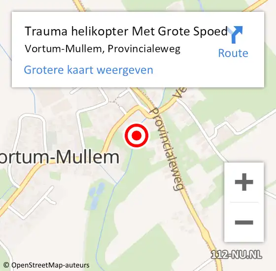 Locatie op kaart van de 112 melding: Trauma helikopter Met Grote Spoed Naar Vortum-Mullem, Provincialeweg op 5 oktober 2024 01:43