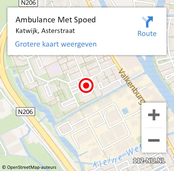 Locatie op kaart van de 112 melding: Ambulance Met Spoed Naar Katwijk, Asterstraat op 5 oktober 2024 02:09