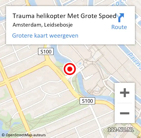 Locatie op kaart van de 112 melding: Trauma helikopter Met Grote Spoed Naar Amsterdam, Leidsebosje op 5 oktober 2024 02:15