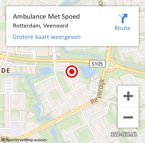 Locatie op kaart van de 112 melding: Ambulance Met Spoed Naar Rotterdam, Veenoord op 5 oktober 2024 02:35