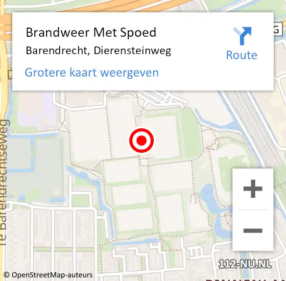 Locatie op kaart van de 112 melding: Brandweer Met Spoed Naar Barendrecht, Dierensteinweg op 5 oktober 2024 02:58