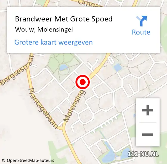 Locatie op kaart van de 112 melding: Brandweer Met Grote Spoed Naar Wouw, Molensingel op 5 oktober 2024 03:42