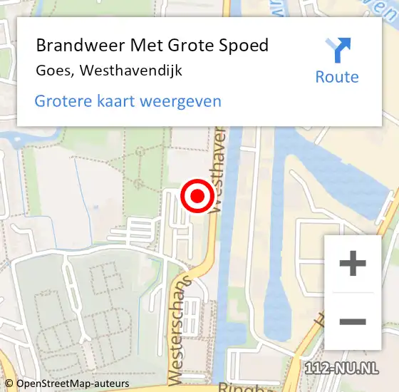 Locatie op kaart van de 112 melding: Brandweer Met Grote Spoed Naar Goes, Westhavendijk op 22 oktober 2014 10:53