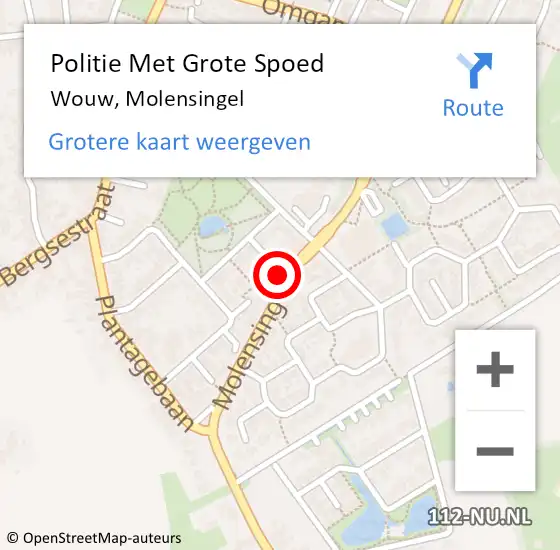 Locatie op kaart van de 112 melding: Politie Met Grote Spoed Naar Wouw, Molensingel op 5 oktober 2024 03:48