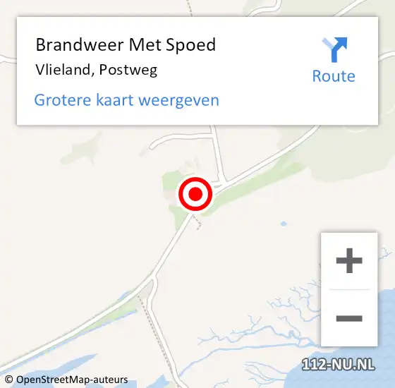 Locatie op kaart van de 112 melding: Brandweer Met Spoed Naar Vlieland, Postweg op 5 oktober 2024 04:22