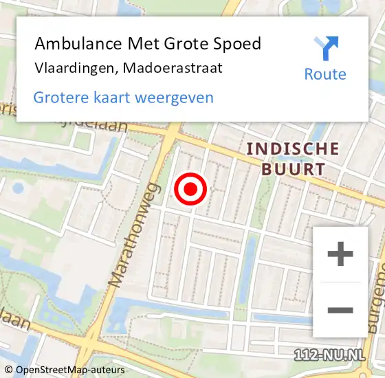 Locatie op kaart van de 112 melding: Ambulance Met Grote Spoed Naar Vlaardingen, Madoerastraat op 5 oktober 2024 04:23