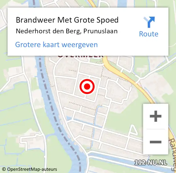 Locatie op kaart van de 112 melding: Brandweer Met Grote Spoed Naar Nederhorst den Berg, Prunuslaan op 5 oktober 2024 04:30