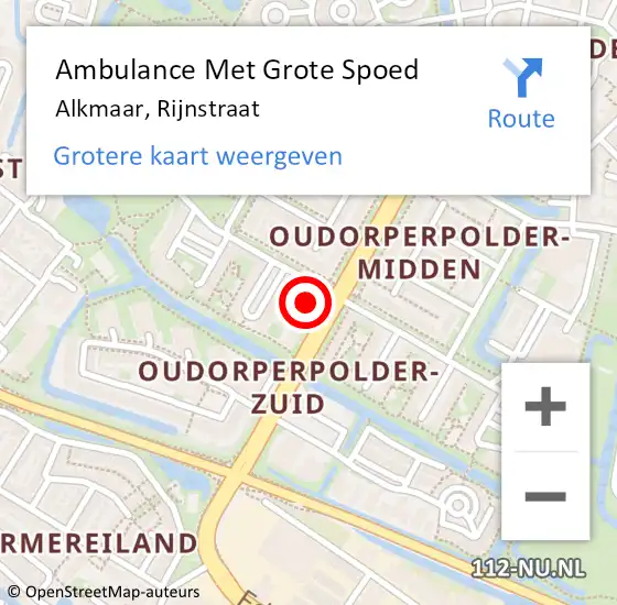 Locatie op kaart van de 112 melding: Ambulance Met Grote Spoed Naar Alkmaar, Rijnstraat op 5 oktober 2024 04:48