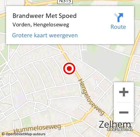 Locatie op kaart van de 112 melding: Brandweer Met Spoed Naar Vorden, Hengeloseweg op 5 oktober 2024 05:45