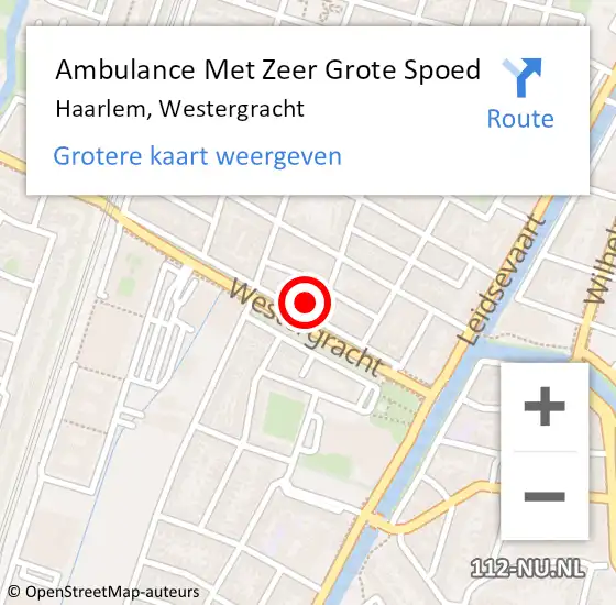 Locatie op kaart van de 112 melding: Ambulance Met Zeer Grote Spoed Naar Haarlem, Westergracht op 5 oktober 2024 05:47