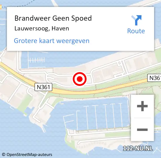 Locatie op kaart van de 112 melding: Brandweer Geen Spoed Naar Lauwersoog, Haven op 22 oktober 2014 10:56