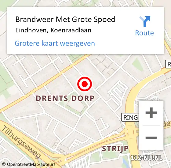 Locatie op kaart van de 112 melding: Brandweer Met Grote Spoed Naar Eindhoven, Koenraadlaan op 5 oktober 2024 06:02