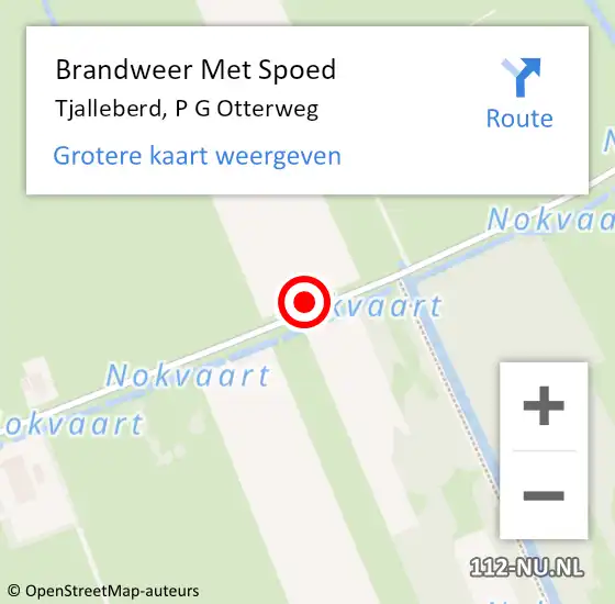 Locatie op kaart van de 112 melding: Brandweer Met Spoed Naar Tjalleberd, P G Otterweg op 5 oktober 2024 06:21