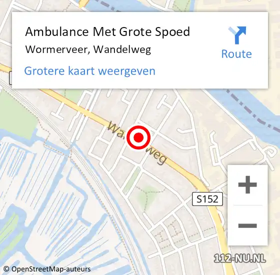 Locatie op kaart van de 112 melding: Ambulance Met Grote Spoed Naar Wormerveer, Wandelweg op 5 oktober 2024 07:24