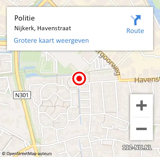 Locatie op kaart van de 112 melding: Politie Nijkerk, Havenstraat op 5 oktober 2024 08:12