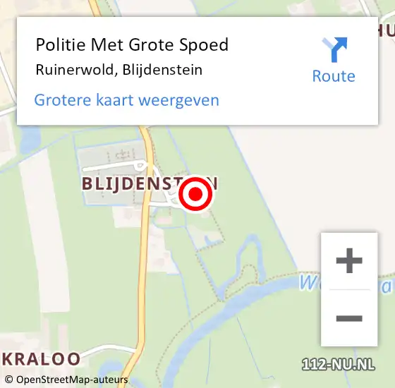 Locatie op kaart van de 112 melding: Politie Met Grote Spoed Naar Ruinerwold, Blijdenstein op 5 oktober 2024 08:57