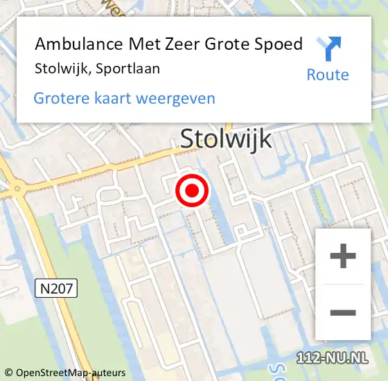 Locatie op kaart van de 112 melding: Ambulance Met Zeer Grote Spoed Naar Stolwijk, Sportlaan op 5 oktober 2024 09:08