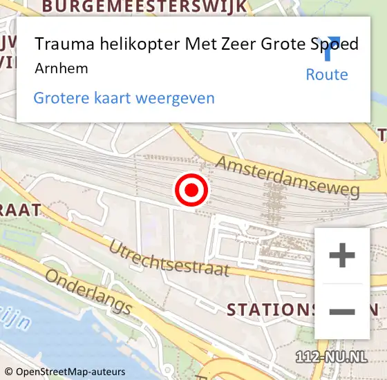 Locatie op kaart van de 112 melding: Trauma helikopter Met Zeer Grote Spoed Naar Arnhem op 5 oktober 2024 09:25