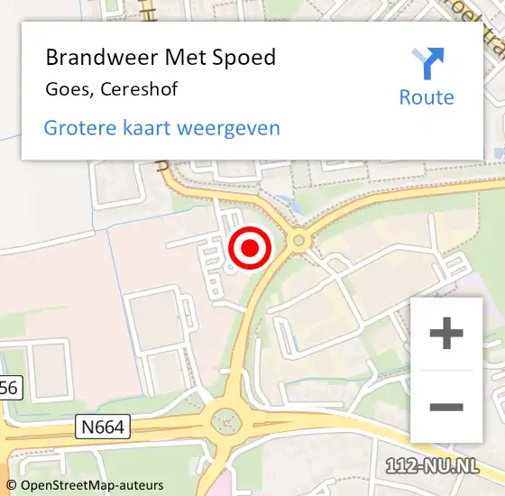 Locatie op kaart van de 112 melding: Brandweer Met Spoed Naar Goes, Cereshof op 5 oktober 2024 09:28