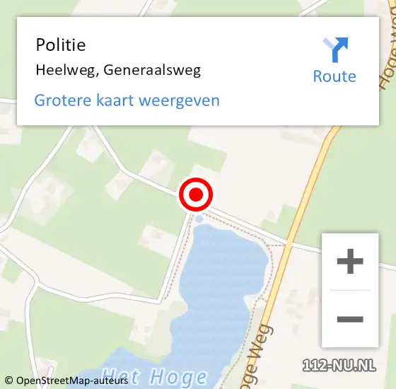 Locatie op kaart van de 112 melding: Politie Heelweg, Generaalsweg op 5 oktober 2024 09:34