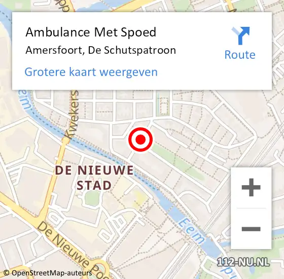 Locatie op kaart van de 112 melding: Ambulance Met Spoed Naar Amersfoort, De Schutspatroon op 22 oktober 2014 11:09