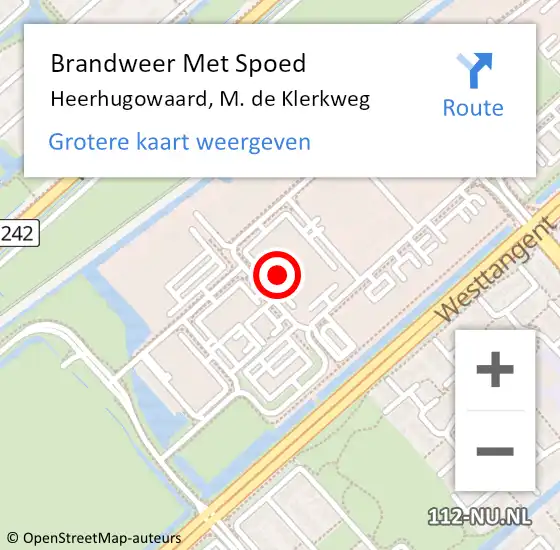 Locatie op kaart van de 112 melding: Brandweer Met Spoed Naar Heerhugowaard, M. de Klerkweg op 5 oktober 2024 09:54