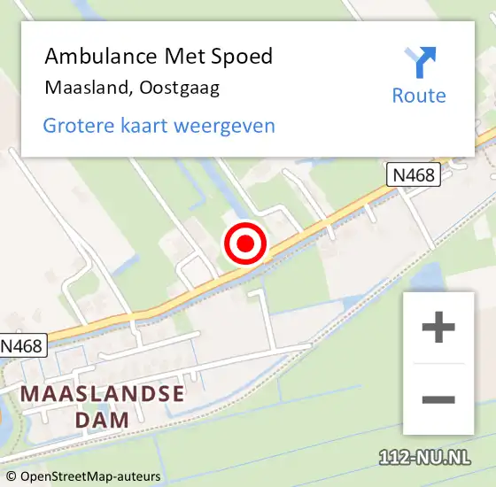 Locatie op kaart van de 112 melding: Ambulance Met Spoed Naar Maasland, Oostgaag op 5 oktober 2024 09:58