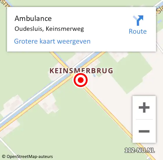 Locatie op kaart van de 112 melding: Ambulance Oudesluis, Keinsmerweg op 5 oktober 2024 10:04