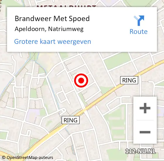 Locatie op kaart van de 112 melding: Brandweer Met Spoed Naar Apeldoorn, Natriumweg op 5 oktober 2024 10:07