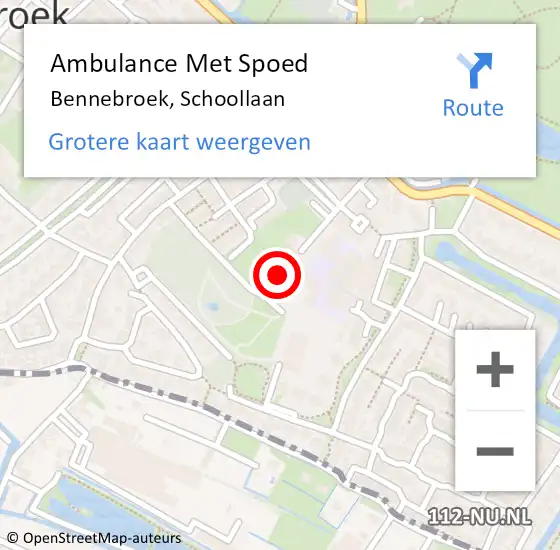 Locatie op kaart van de 112 melding: Ambulance Met Spoed Naar Bennebroek, Schoollaan op 5 oktober 2024 10:24