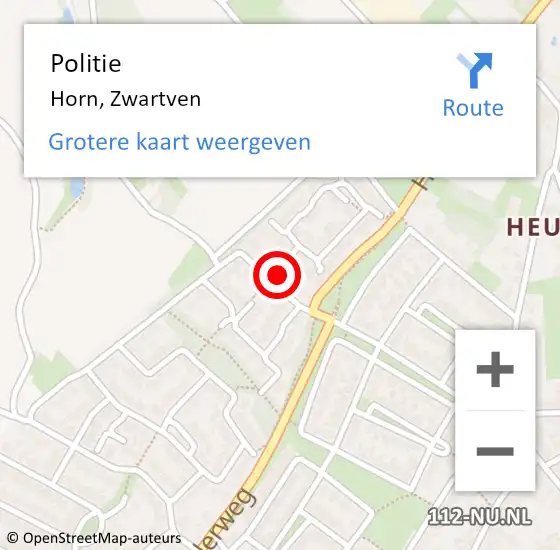 Locatie op kaart van de 112 melding: Politie Horn, Zwartven op 5 oktober 2024 10:24