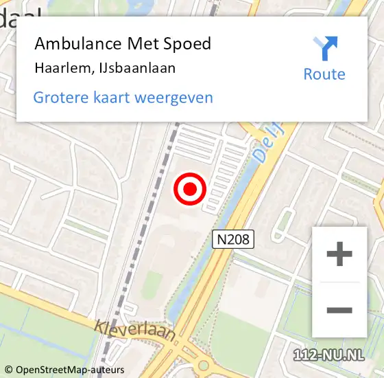 Locatie op kaart van de 112 melding: Ambulance Met Spoed Naar Haarlem, IJsbaanlaan op 5 oktober 2024 10:25