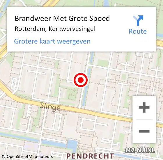 Locatie op kaart van de 112 melding: Brandweer Met Grote Spoed Naar Rotterdam, Kerkwervesingel op 5 oktober 2024 10:27