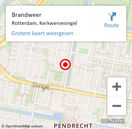 Locatie op kaart van de 112 melding: Brandweer Rotterdam, Kerkwervesingel op 5 oktober 2024 10:27