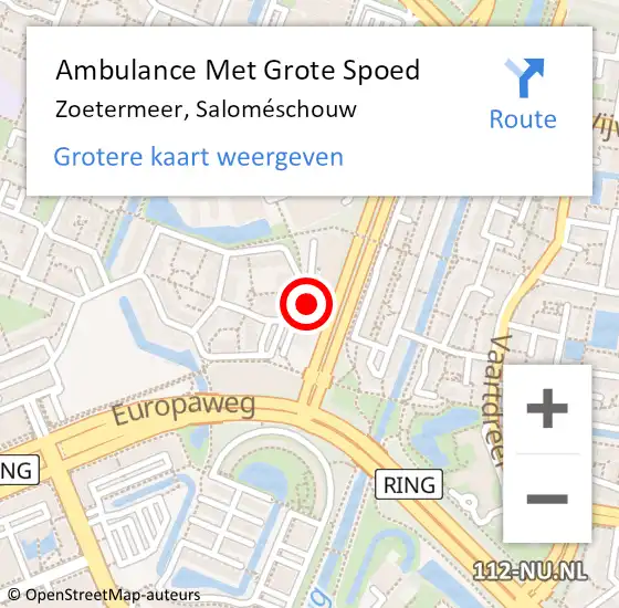 Locatie op kaart van de 112 melding: Ambulance Met Grote Spoed Naar Zoetermeer, Saloméschouw op 5 oktober 2024 10:28