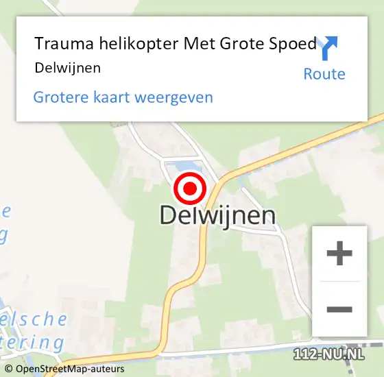 Locatie op kaart van de 112 melding: Trauma helikopter Met Grote Spoed Naar Delwijnen op 5 oktober 2024 10:29