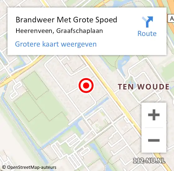 Locatie op kaart van de 112 melding: Brandweer Met Grote Spoed Naar Heerenveen, Graafschaplaan op 5 oktober 2024 10:32