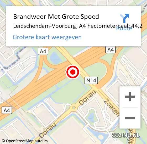 Locatie op kaart van de 112 melding: Brandweer Met Grote Spoed Naar Leidschendam-Voorburg, A4 hectometerpaal: 44,2 op 5 oktober 2024 10:36