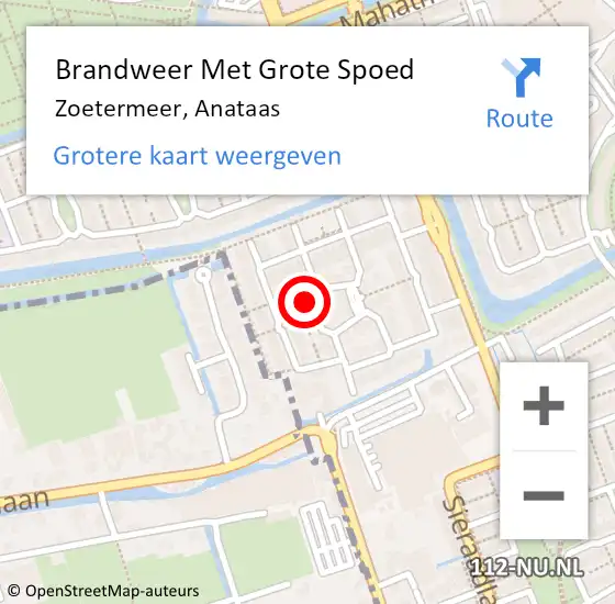 Locatie op kaart van de 112 melding: Brandweer Met Grote Spoed Naar Zoetermeer, Anataas op 5 oktober 2024 10:38