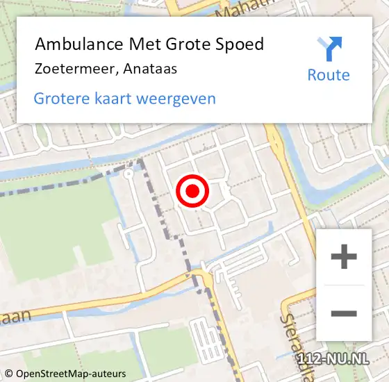 Locatie op kaart van de 112 melding: Ambulance Met Grote Spoed Naar Zoetermeer, Anataas op 5 oktober 2024 10:43