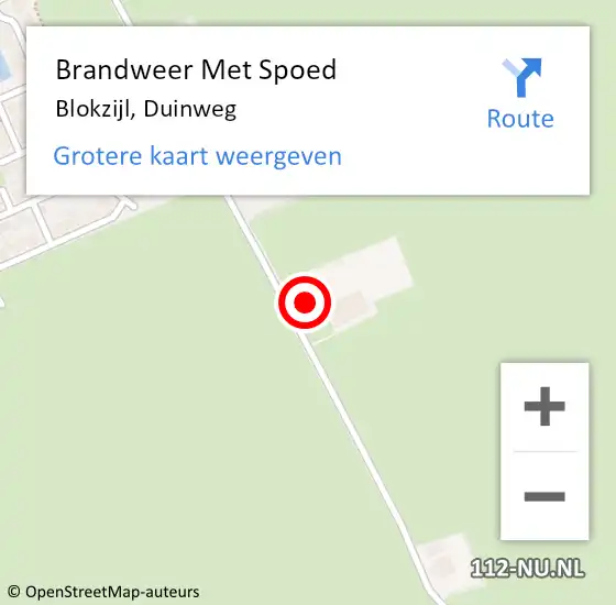 Locatie op kaart van de 112 melding: Brandweer Met Spoed Naar Blokzijl, Duinweg op 5 oktober 2024 10:53