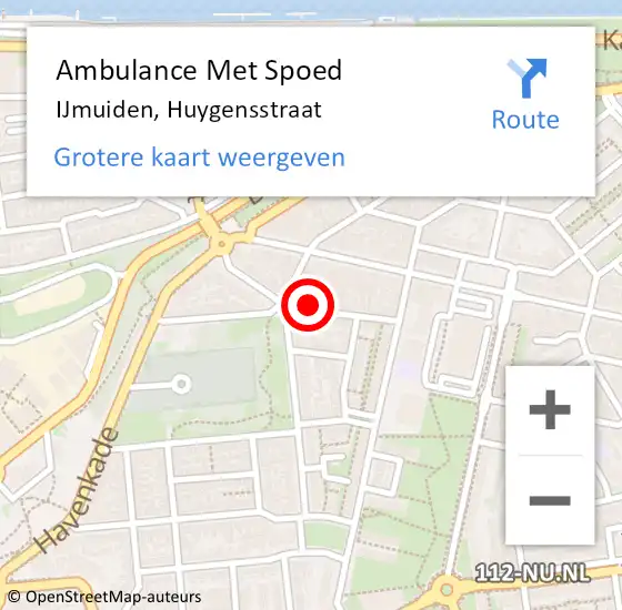 Locatie op kaart van de 112 melding: Ambulance Met Spoed Naar IJmuiden, Huygensstraat op 5 oktober 2024 11:21