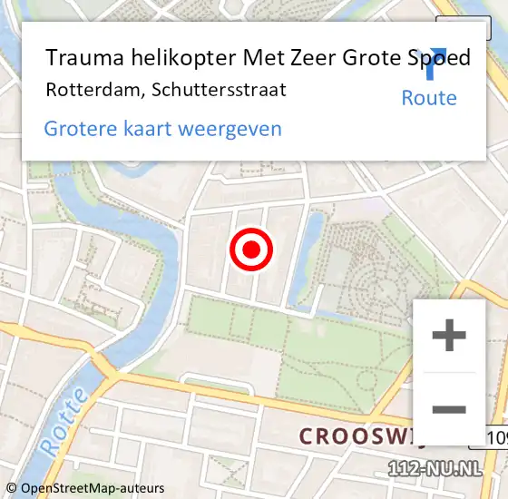 Locatie op kaart van de 112 melding: Trauma helikopter Met Zeer Grote Spoed Naar Rotterdam, Schuttersstraat op 5 oktober 2024 11:24