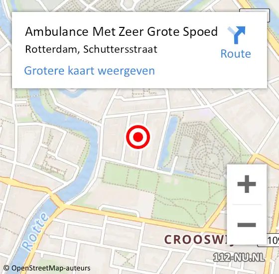 Locatie op kaart van de 112 melding: Ambulance Met Zeer Grote Spoed Naar Rotterdam, Schuttersstraat op 5 oktober 2024 11:26